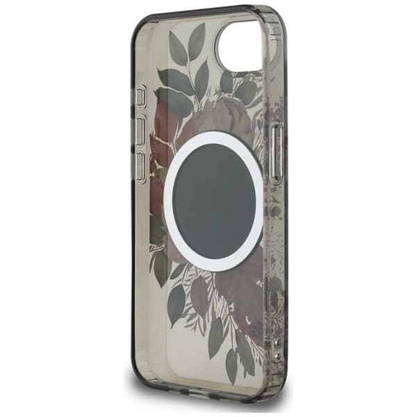 Guess Telefontaske til iPhone 16e MagSafe IML Blomster - Sort Svart