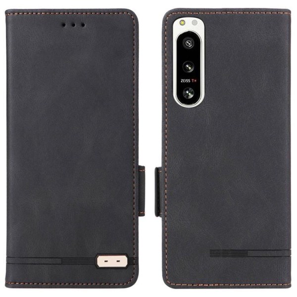 Sony Xperia 5 IV Wallet Case Decor Magneettinen lukko - musta