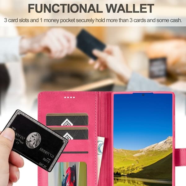 LC.IMEEKE Samsung Galaxy S25 Ultra Plånboksfodral Konstläder - Rosa