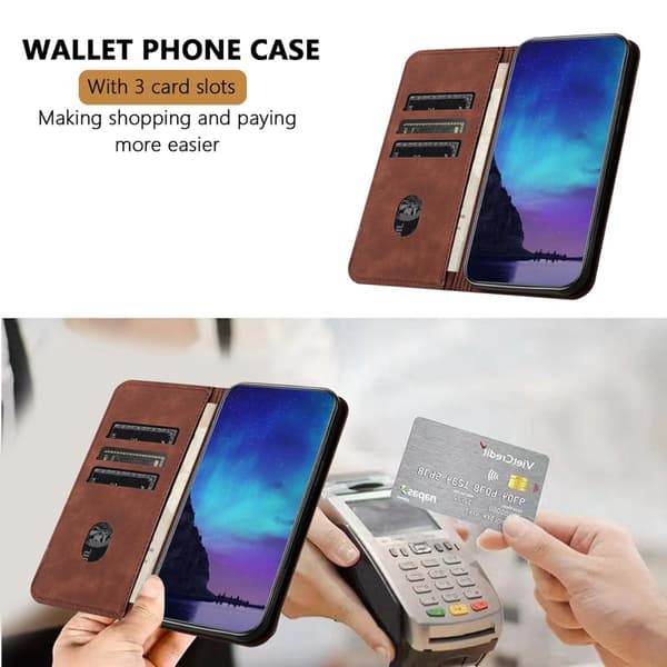 Plånboksfodral för Samsung Galaxy S26 Konstläder med ställ - Brun