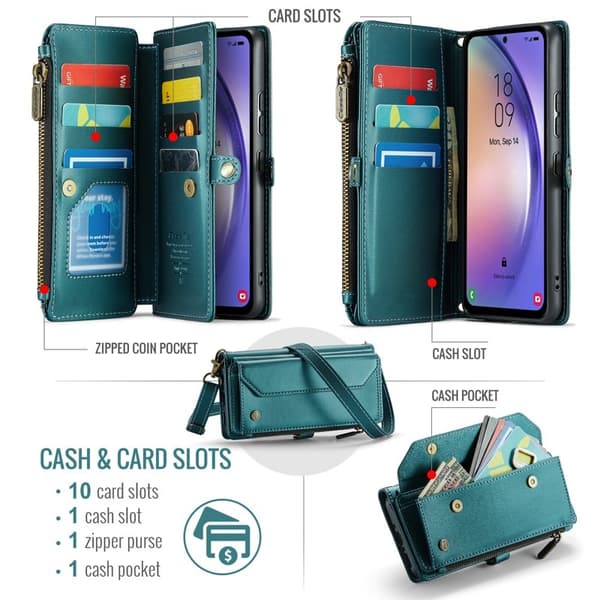 CASEME Plånboksfodral Konstläder för Samsung Galaxy A54 5G - Grön