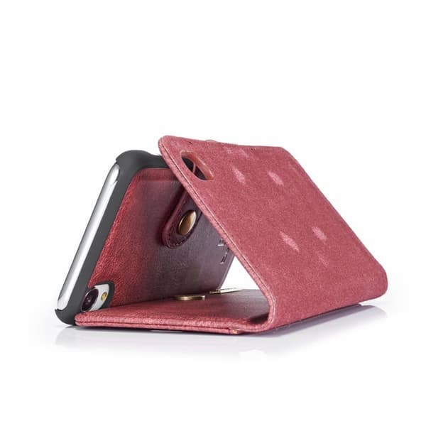 DG.MING iPhone XR Plånboksfodral i Äkta lädermed Ställfunktion Röd
