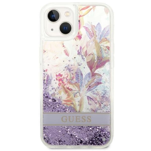 GUESS iPhone 14 Plus Cover Flower Liquid Glitter - Lilla Lila