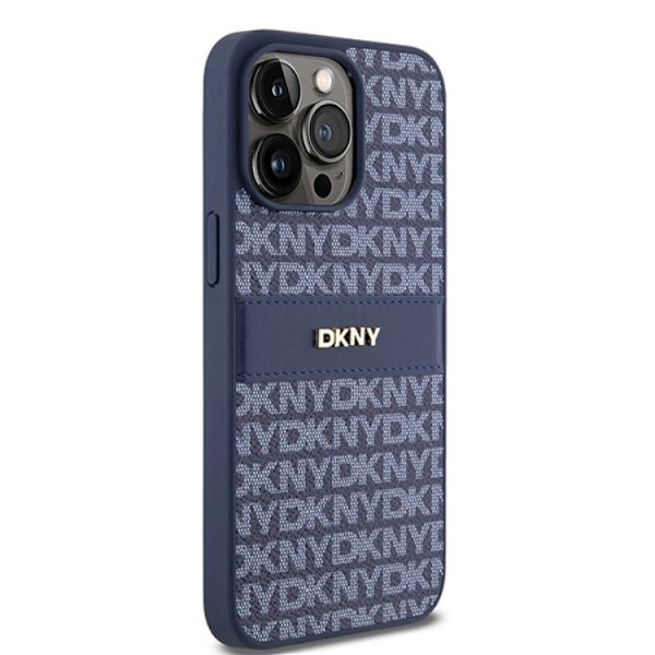 DKNY iPhone 15 Pro Max Mobilskal Läder Mono Stripe & Metal Logo