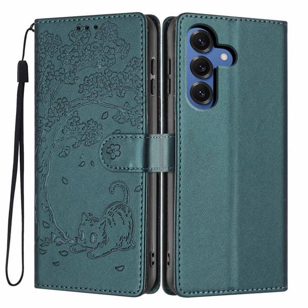 Plånboksfodral för Samsung Galaxy S26 Plus Ställfunktion Konstläder - Svartgrön