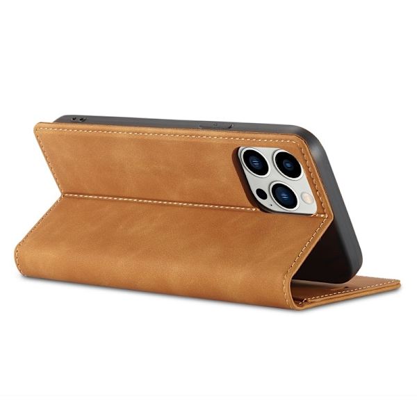 LC.IMEEKE iPhone 15 Pro Max Plånboksfodral Konstläder- Brun