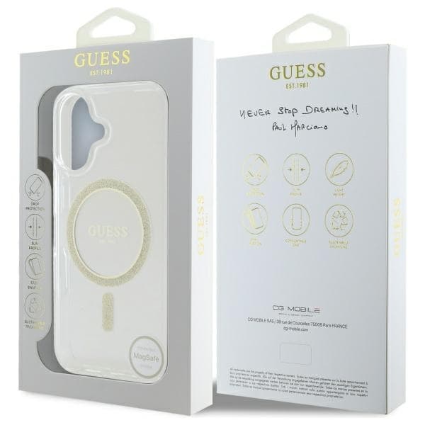 Guess Mobilskal till iPhone 16 Plus 6.7 MagSafe IML Glitter - transparent