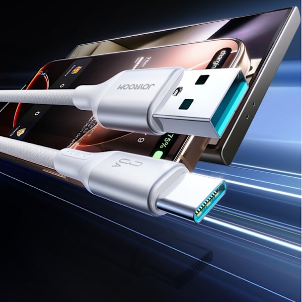 Joyroom USB-A - USB-C kabel 3A 1m Flash Series - Vit Vit