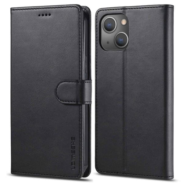 LC.IMEEKE iPhone 14 Plånboksfodral Flip Folio Konstläder - Svart