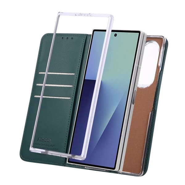 ABEEL Samsung Galaxy Z Fold7 Plånboksfodral RFID-Skydd Konstläder Grön