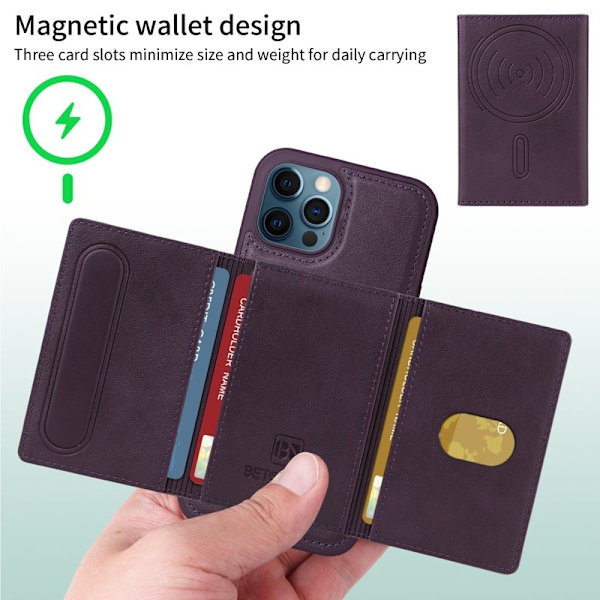 BETOPNICE iPhone 12 Pro Max Plånboksfodral Konstläder - Lila