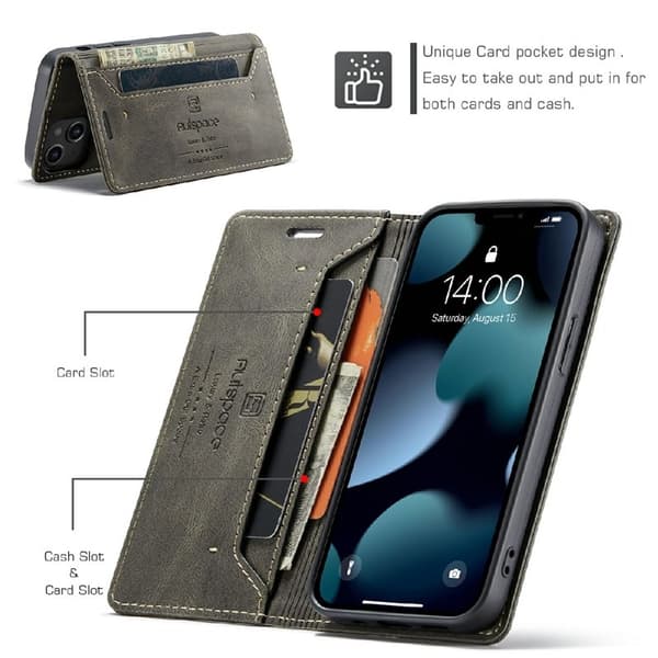 AUTSPACE A01 Mobilskal till iPhone 13 mini KonstLäder - Brun