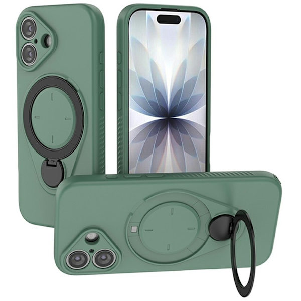 Mobilskal till iPhone 17 MagSafe Rotating Kickstand TPU PC - Grön Grön