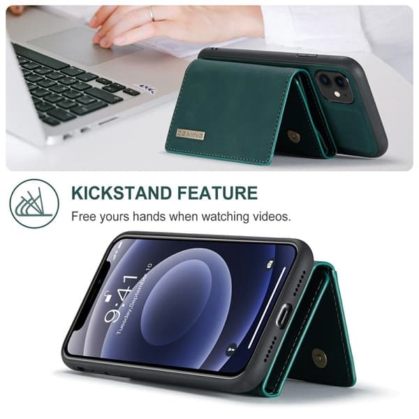 DG.MING Konstläder Plånboksfodral med Kickstand för iPhone 11 - Grön
