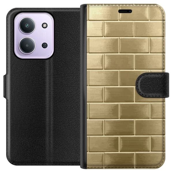 Plånboksfodral till Xiaomi Redmi 15C med Gyllene Murstenar