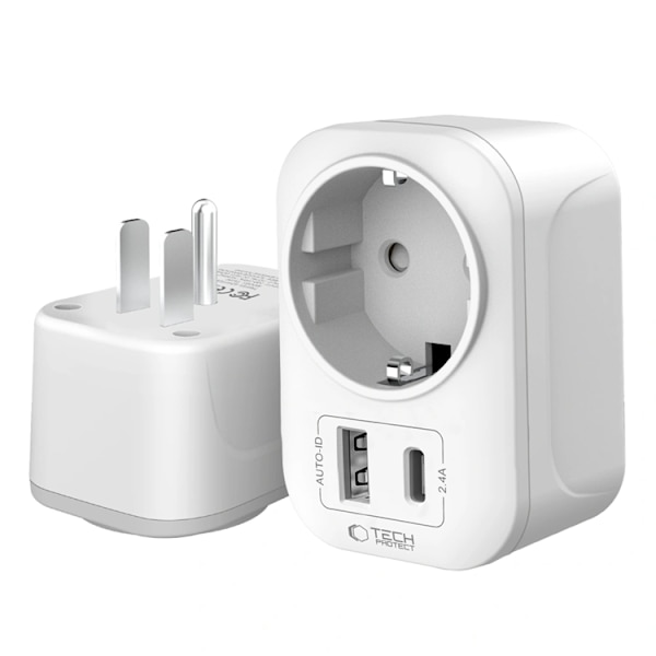 Tech-Protect Reseadapter US till EU TA100 - Vit Vit