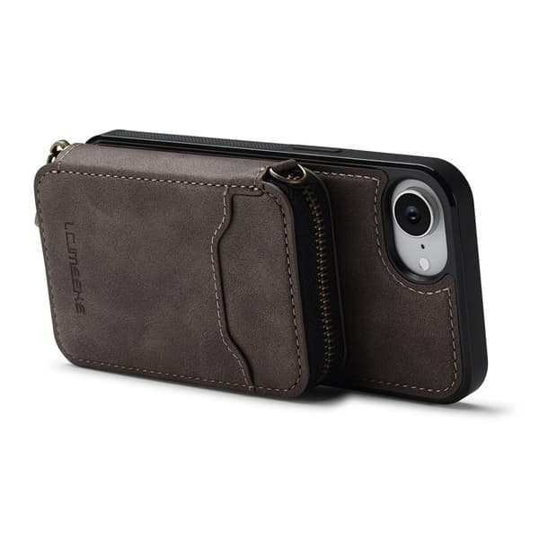 LC.IMEEKE L6 iPhone 16e Plånboksfodral Konstläder - Brun