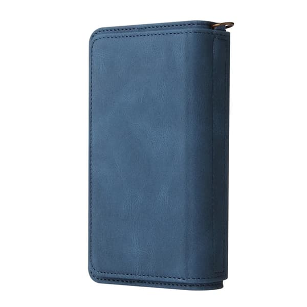 iPhone 17 Air Konstläder Plånboksfodral Zipper Rem Blå