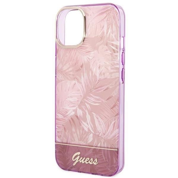 GUESS iPhone 14 Plus Cover Jungle Collection - Rosa Rosa