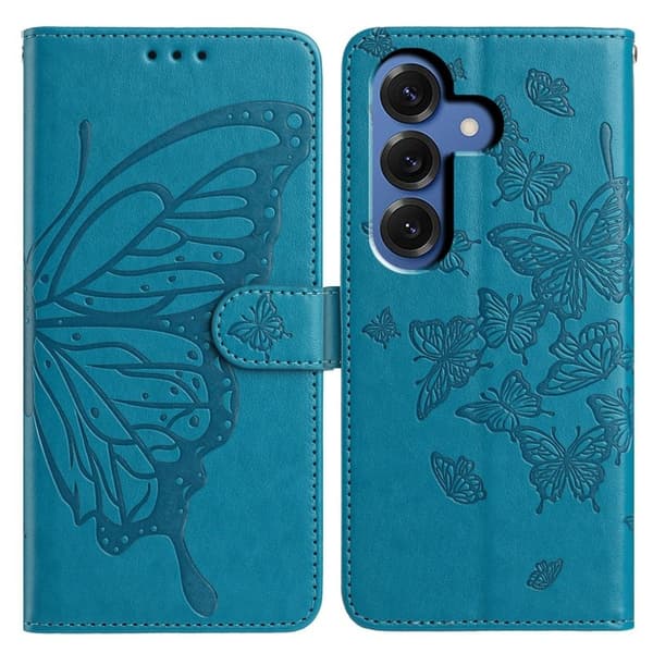 Samsung Galaxy S26 Plus Plånboksfodral Flip Konstläder Med Rem - Blå