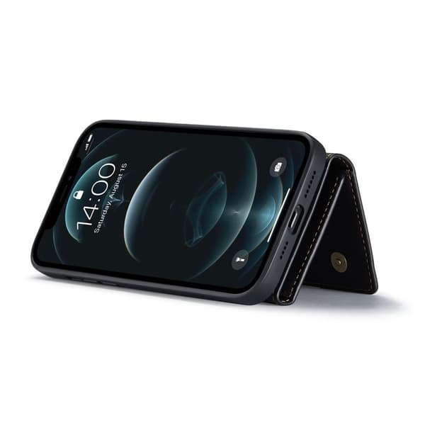 DG.MING M1 Magnet Wallet Mobilskal i Konstläder för iPhone 13 - Svart
