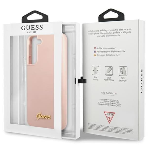 Guess Galaxy S23 Plus Skal Silicone Script Metal Logo - Rosa Rosa