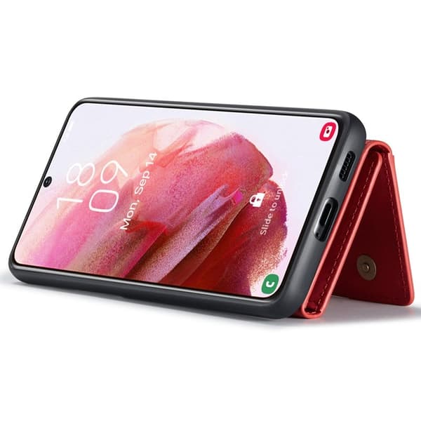 DG.MING Konstläder Plånboksfodral för Samsung Galaxy S22+ 5G - Röd
