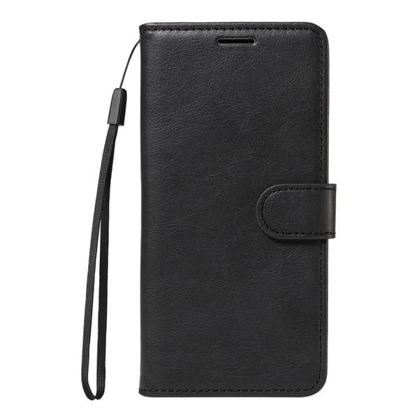 Samsung Galaxy S26 Plus Plånboksfodral Konstläder Med Rem - Svart