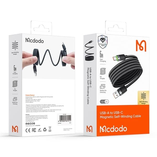 MCDODO USB-A - USB-C 6A Kabel 1.2m CA-5650 - Svart Svart