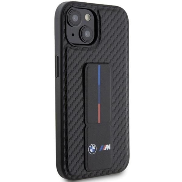 BMW iPhone 15 Mobilskal Grip Stand Smooth & Carbon - Svart Svart