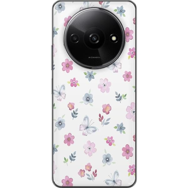 Telefontaske til Xiaomi Redmi A3 med blomster og sommerfugle