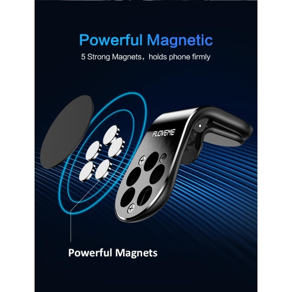 Floveme universal magnetisk bilhållare för fläktgallret - Svart Svart