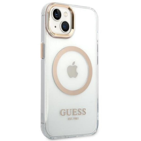 GUESS iPhone 14 Skal Magsafe Metal Outline - Guld