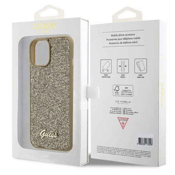 Guess iPhone 15 Mobilskal Disco Metal Script - Guld