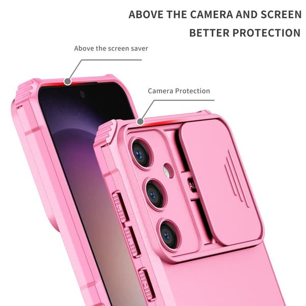 Mobilskal för Samsung Galaxy S26 Plus Kamera Skydd PC + TPU - Rosa