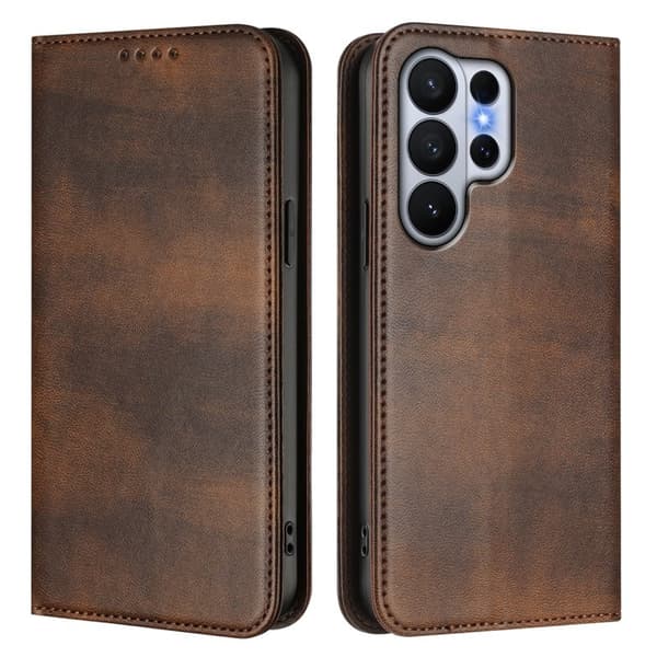 Samsung Galaxy S26 Ultra Plånboksfodral Konstläder RFID Skydd - Brun