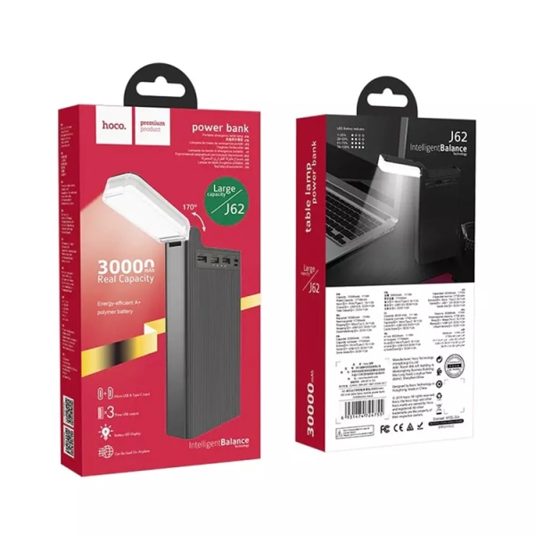 HOCO J62 Jove Powerbank 30000mAh - Svart Svart