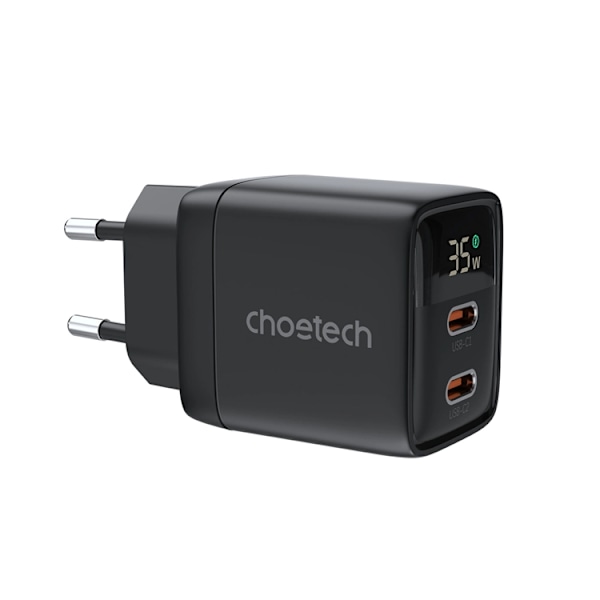 Choetech USB-C USB-C Väggladdare PD 35W GaN - Svart Svart
