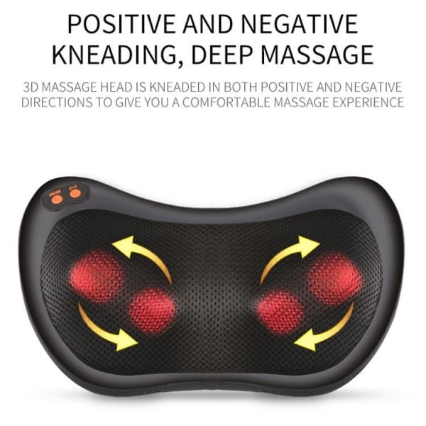 6-Node Massagepude med Varme Plug-in - Sort