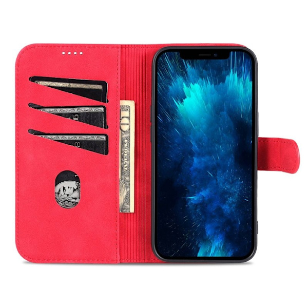 AZNS iPhone 14 Pro Max Plånboksfodral Konstläder - Röd