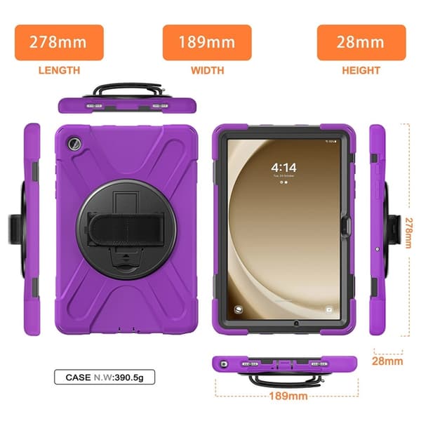 Mobilskal till Galaxy Tab A9 Plus Silikon Rotary Kickstand Lila