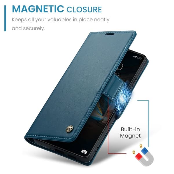 CASEME 023 Xiaomi 14 Plånboksfodral Konstläder RFID Blå
