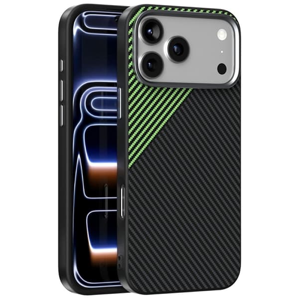 ABEEL Mobilskal till iPhone 17 Pro MagSafe Carbon Fiber Texture Grön