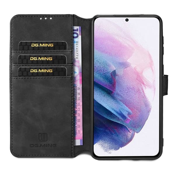 DG.MING Plånboksfodral Konstläder för Samsung Galaxy S21+ 5G - Svart