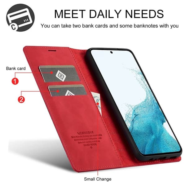 LC.IMEEKE Samsung Galaxy S25 FE Plånboksfodral Konstläder - Röd