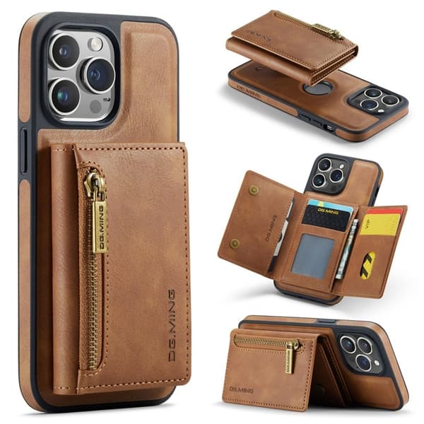 DG.MING M5 Series Mobilskal till iPhone 16 Pro Konstläder Magnetiskt Brun