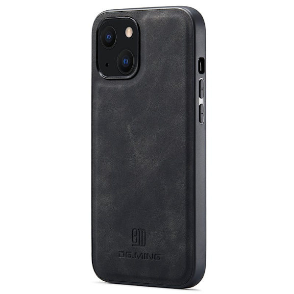 DG.MING Mobilskal till iPhone 14 PC+TPU PU Läder Svart