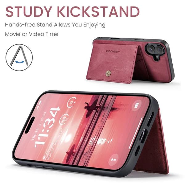 JEEHOOD iPhone 17 Mobilskal KonstLäder + Plast Avtagbar - Röd Röd