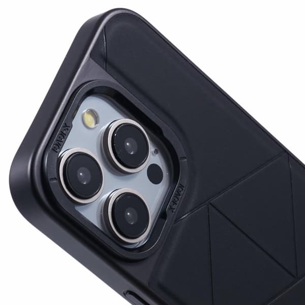 X-LEVEL Mobilskal till iPhone 15 Pro Geometrisk Linje Läder+PC+TPU Svart