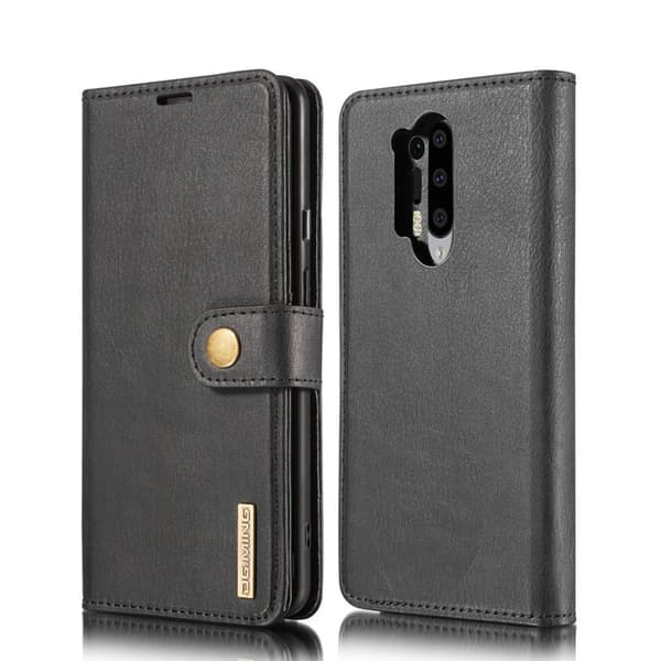 DG.MING OnePlus 8 Pro Plånboksfodral 2-i-1 Äkta läder Svart